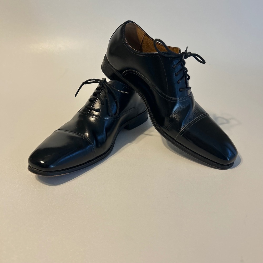 Florsheim Leather Oxford Cap Toe Dress Shoes Men's 8.5 Black Lace‎ Up